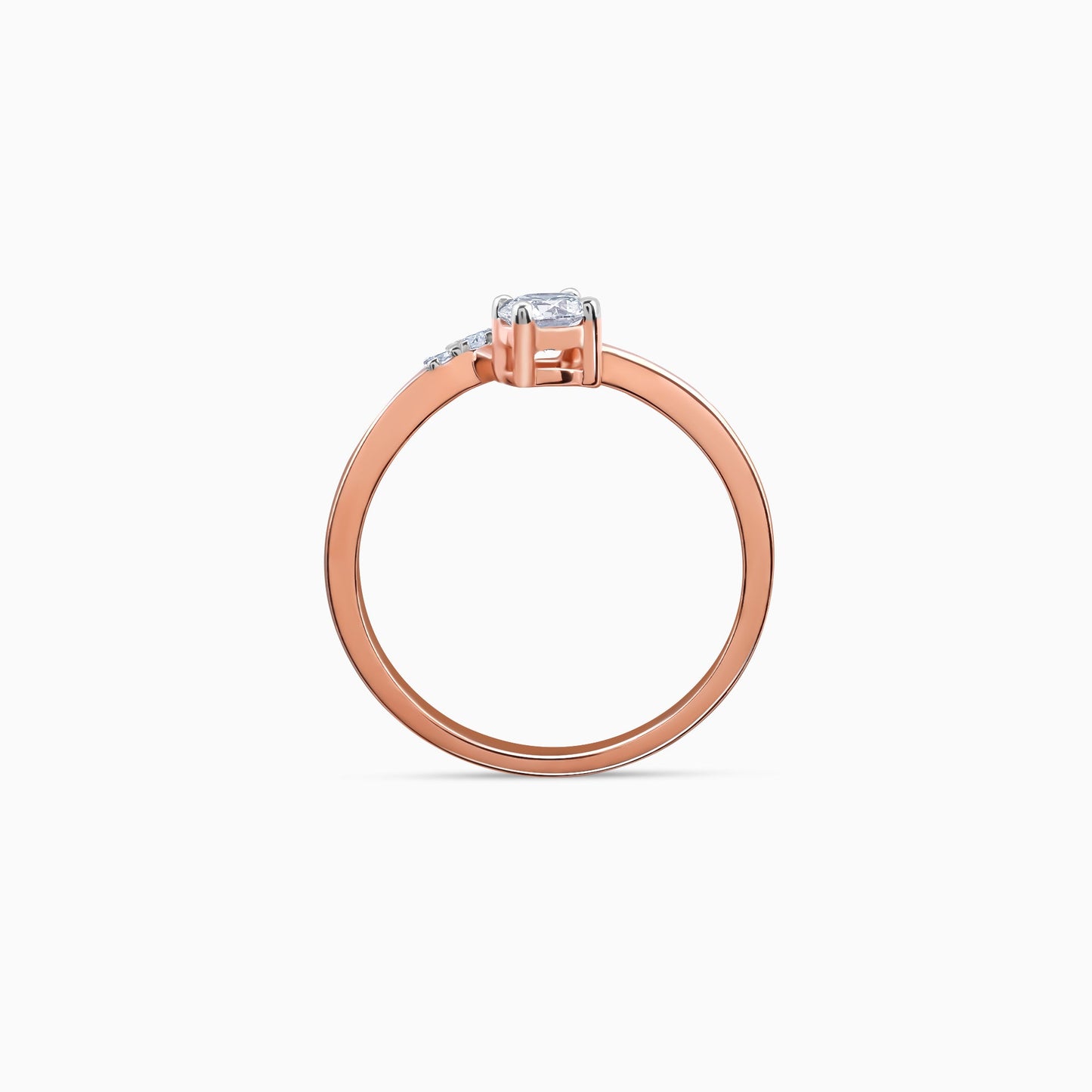 Rose Gold Linked in Love Solitaire Diamond Ring