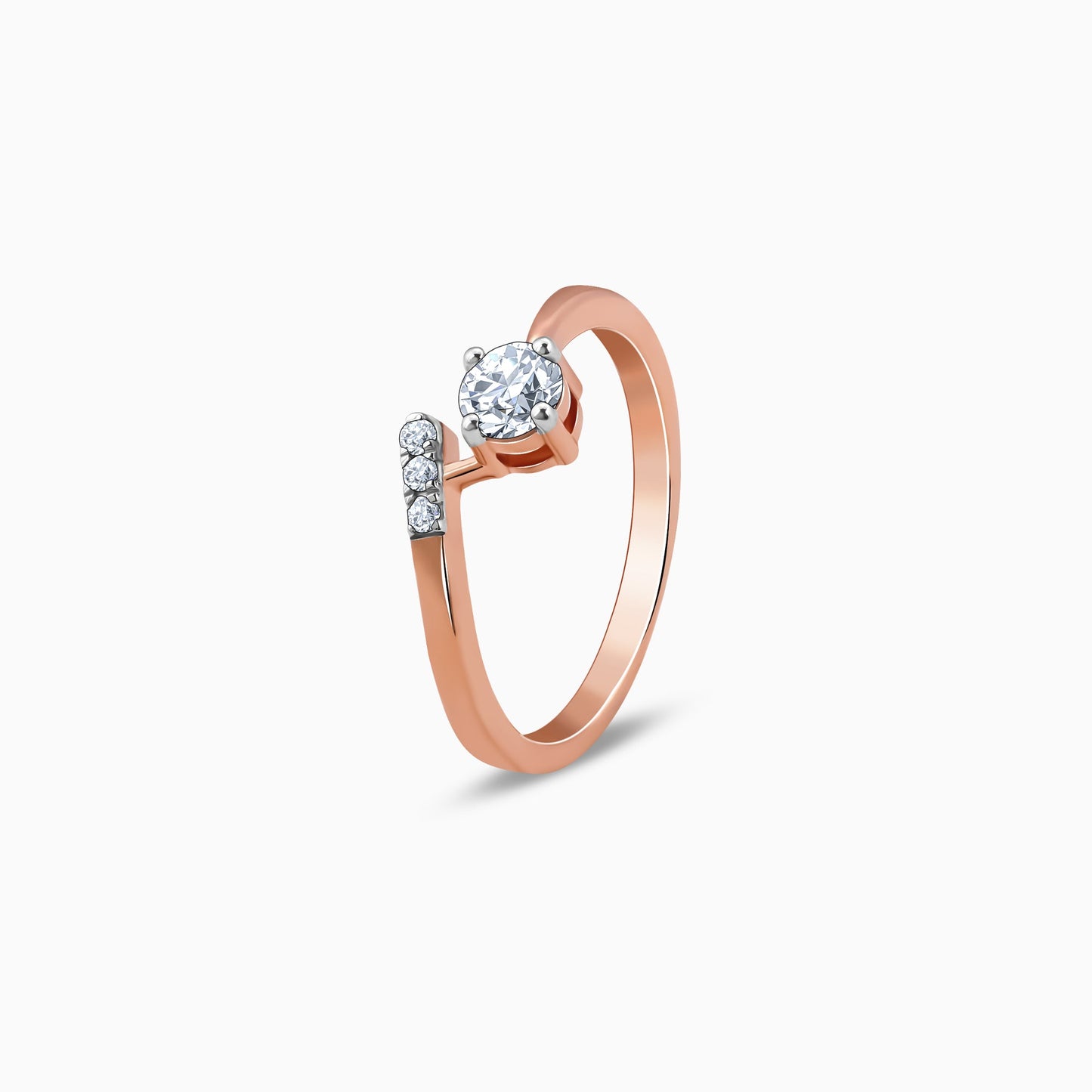 Rose Gold Linked in Love Solitaire Diamond Ring