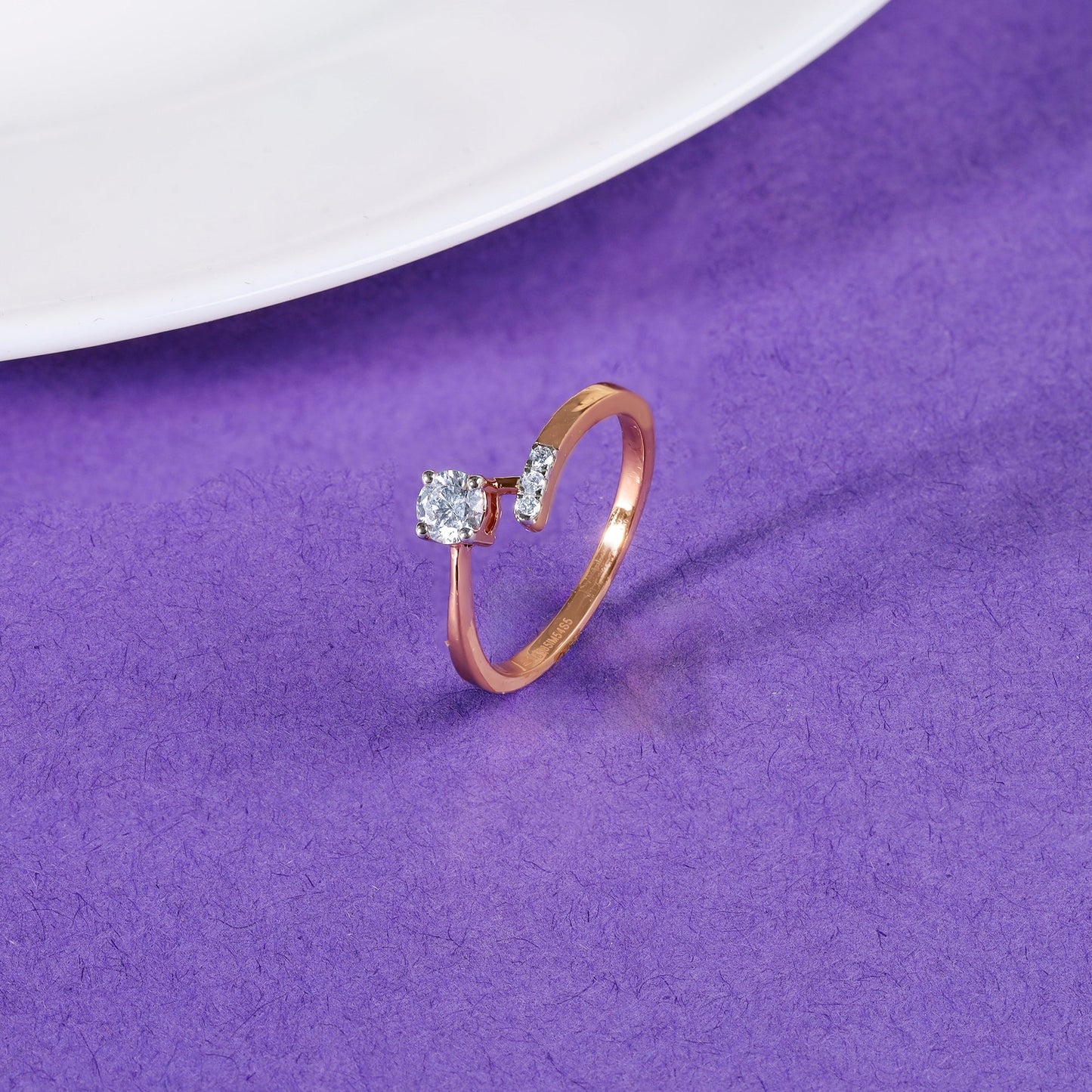Rose Gold Linked in Love Solitaire Diamond Ring