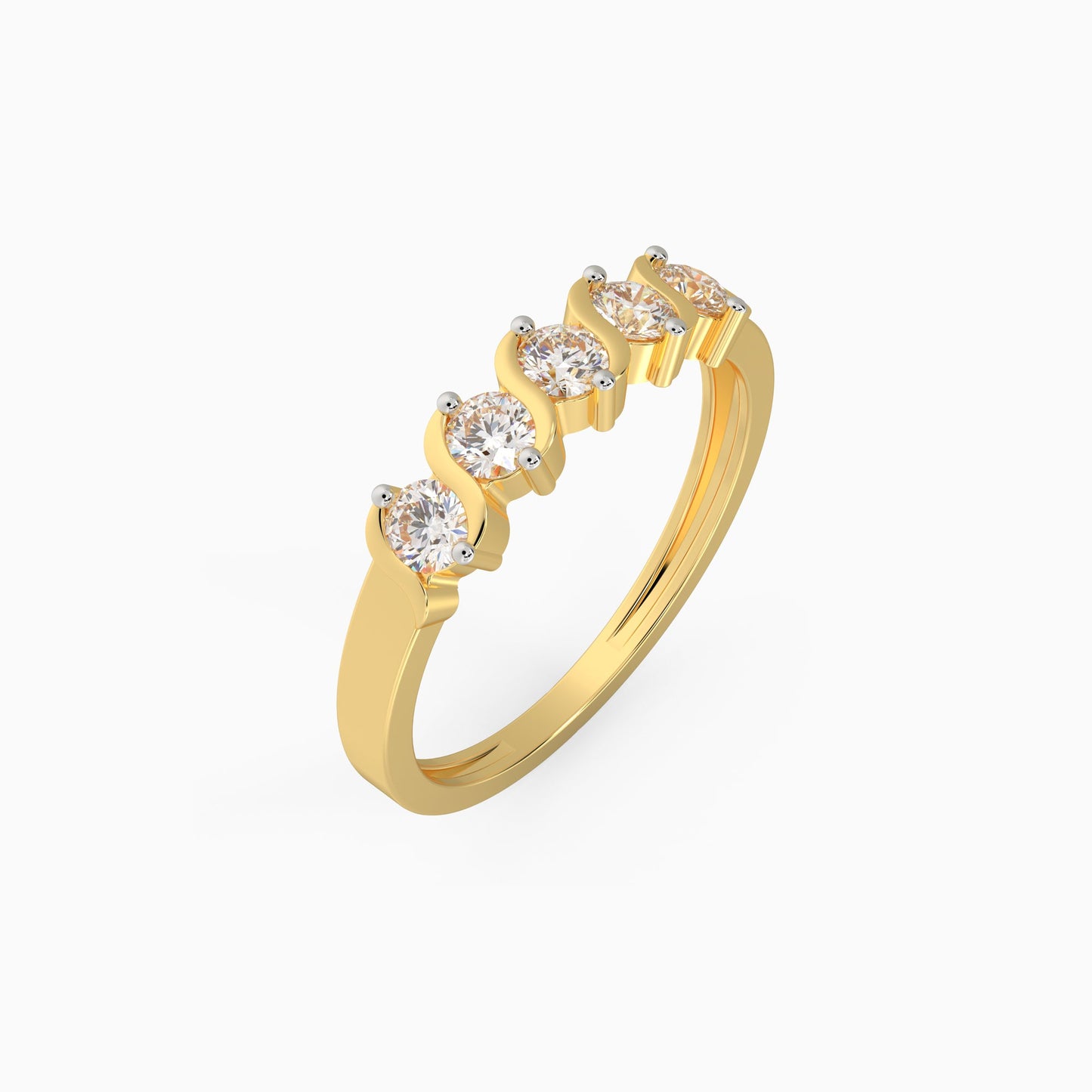Gold Geometric Circlets Diamond Ring