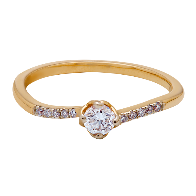 Aukera - Elara Offset Pavé Solitaire Ring