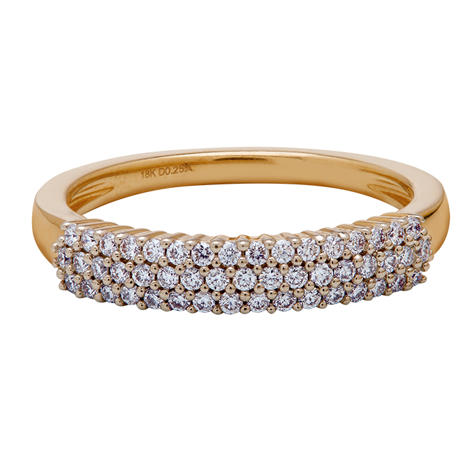 Aukera - Trio Gold Band with Pave Diamond Detailing