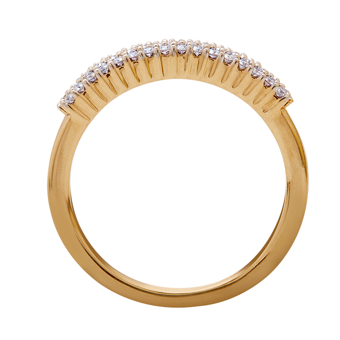 Aukera - Trio Gold Band with Pave Diamond Detailing