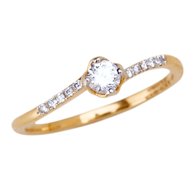Aukera - Elara Offset Pavé Solitaire Ring