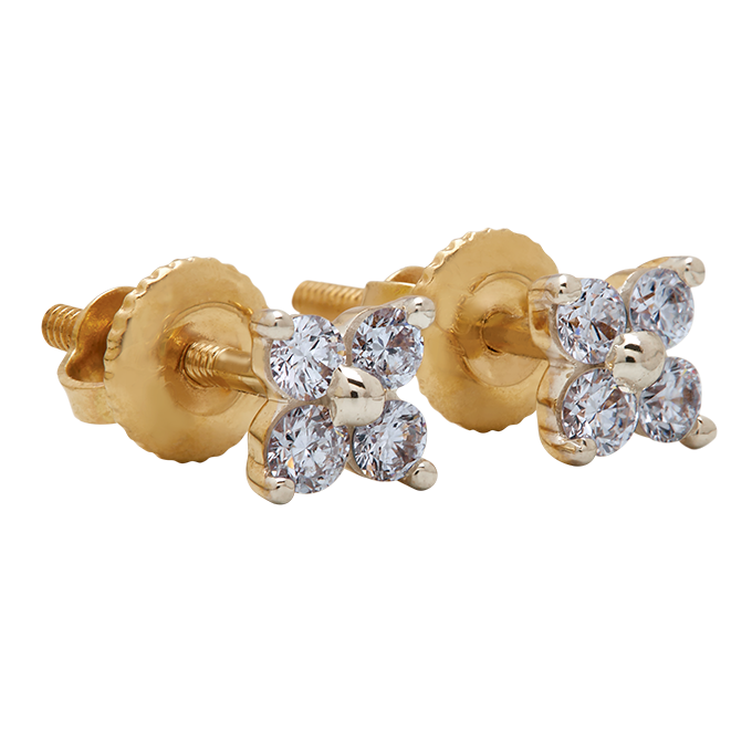 Aukera - Four-Petal Diamond Studs