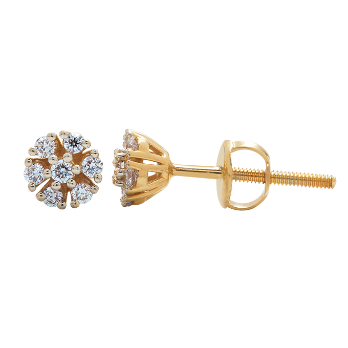 Aukera - Floral Round Diamond Studs