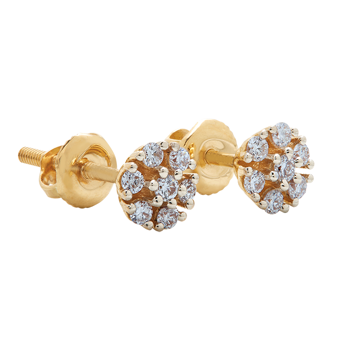 Aukera - Floral Round Diamond Studs