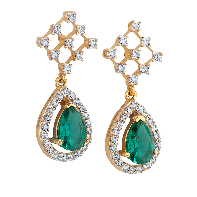 Aukera – Emerald Dewdrop Danglers