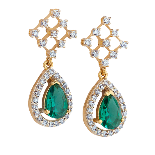 Aukera – Emerald Dewdrop Danglers