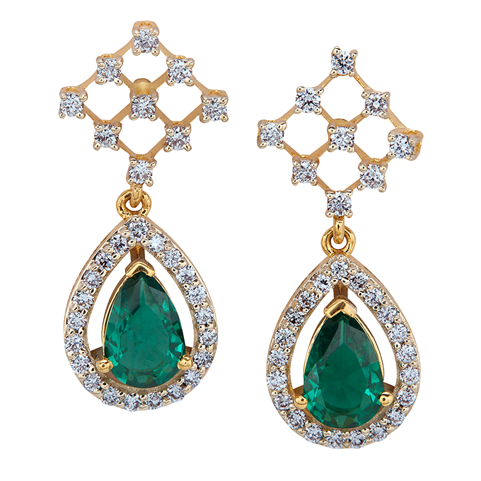 Aukera – Emerald Dewdrop Danglers