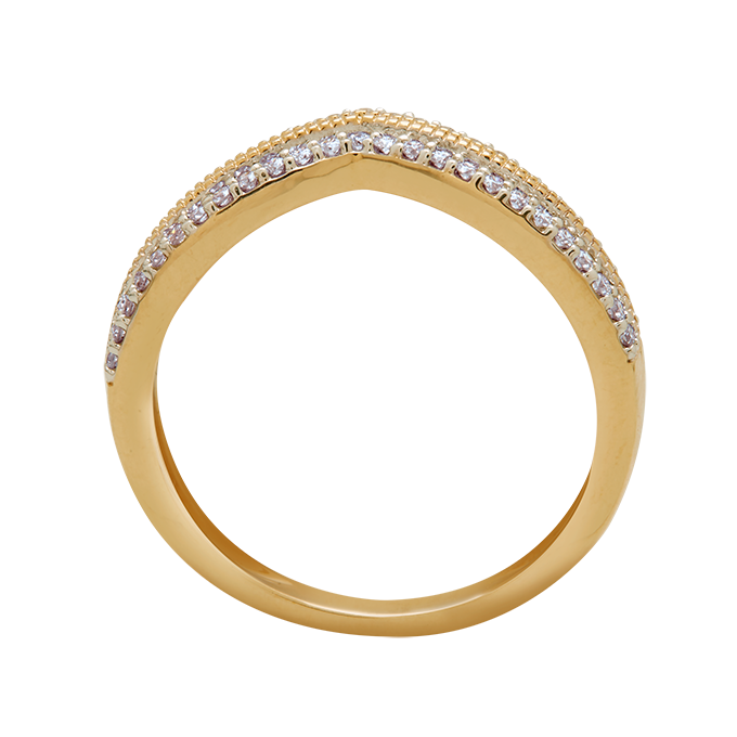 Aukera - V-Shaped Gold Ring with Pave Diamonds
