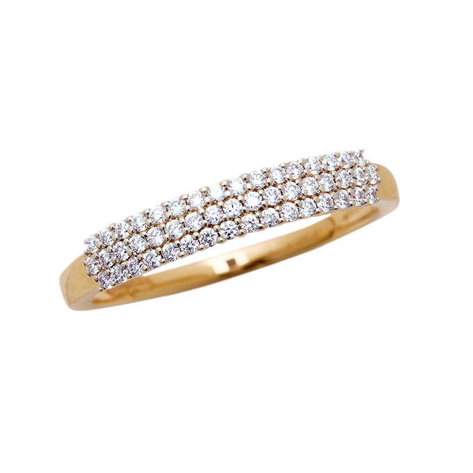 Aukera - Trio Gold Ring with Pave Diamonds