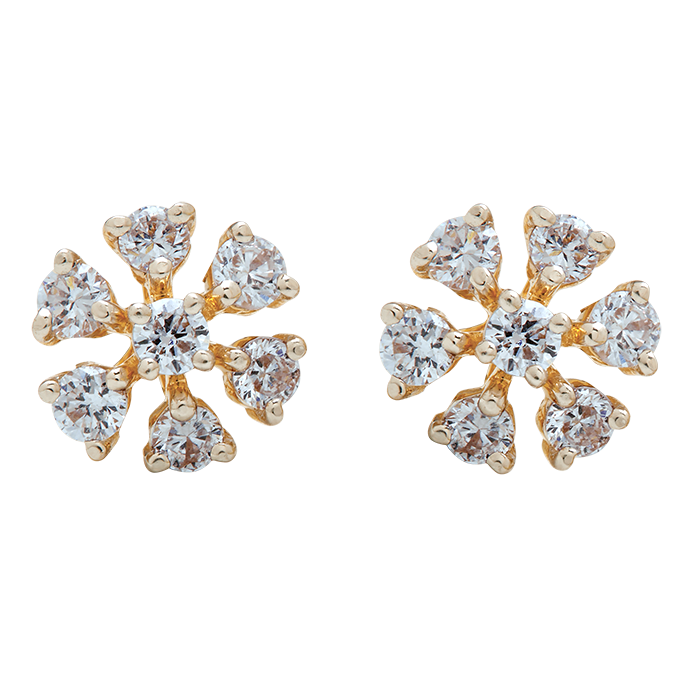 Aukera - Open Petal Floral Diamond Studs
