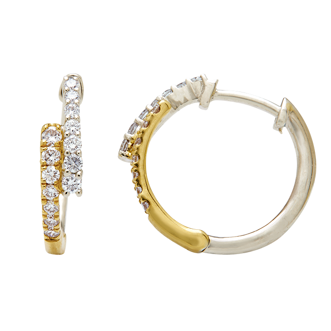 Aukera - Dual Tone Split Hoops with Diamonds