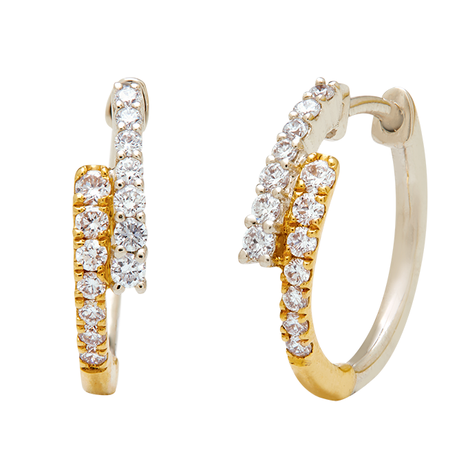 Aukera - Dual Tone Split Hoops with Diamonds