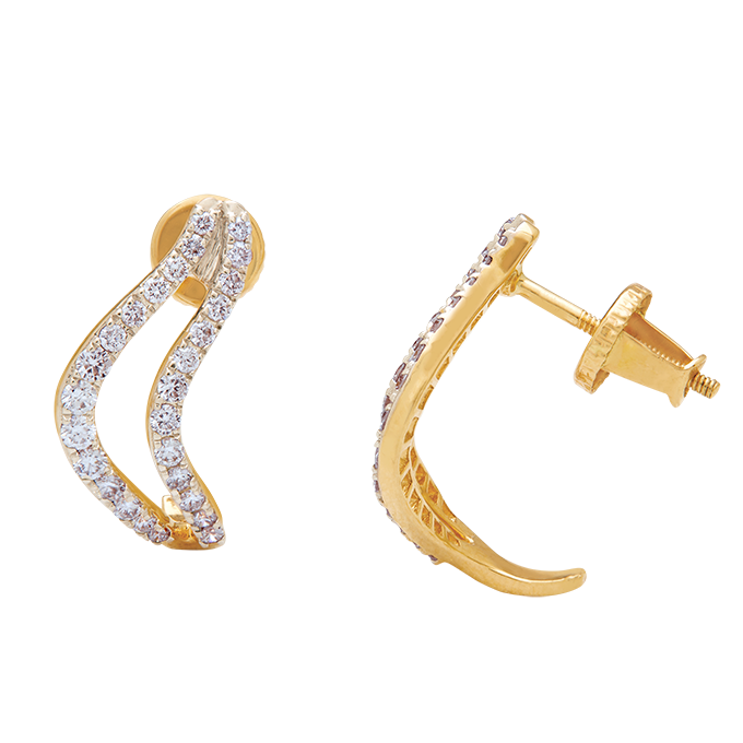 Aukera - Crescent Embrace Pave Diamond Studs