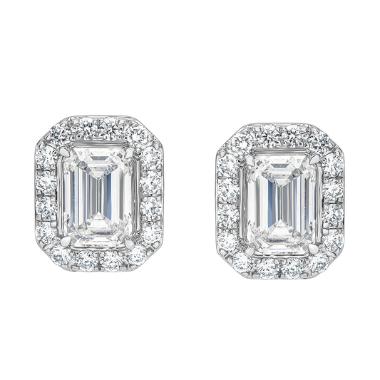 Aukera - Radiant Emerald Halo Earrings