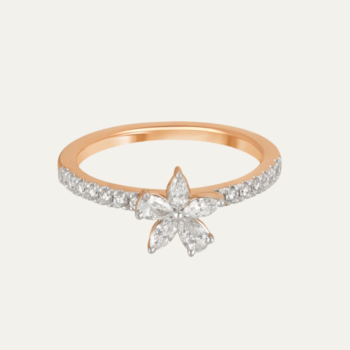 Aukera - Elegant Garden Symphony Rose Gold Floral Ring