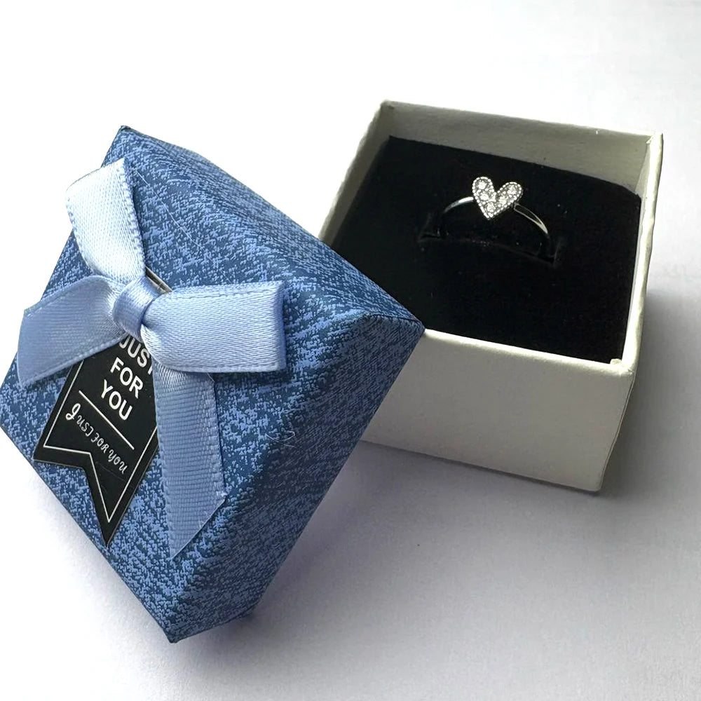 Sparkling Heart Embrace Adjustable Ring