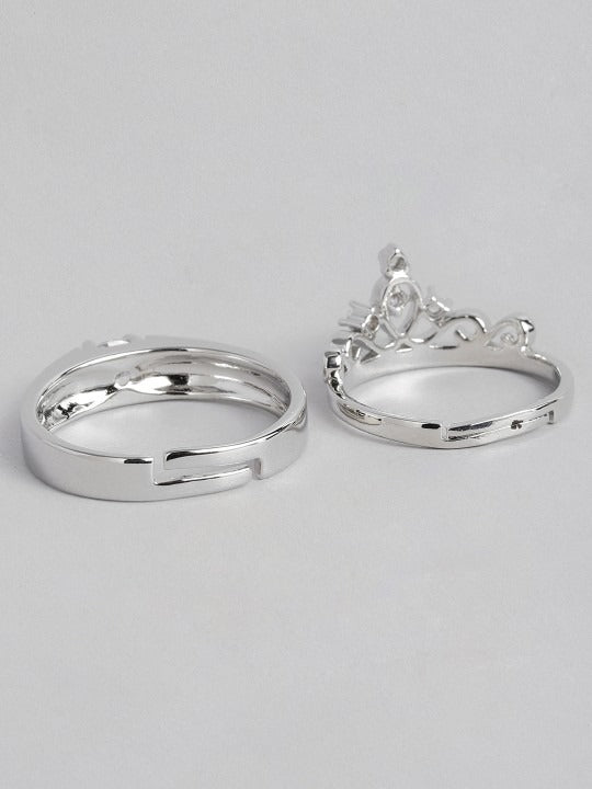 Royal Heart Crown Couple Rings