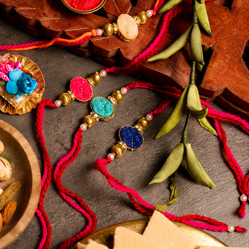 Trendy Stone Rakhi (Set of 4)